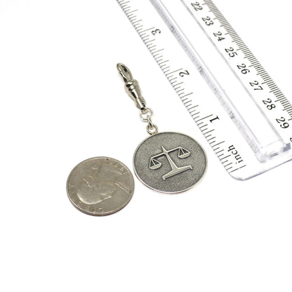 Vintage European 800 Continental Silver Libra Balance Zodiac Astrology Pendant