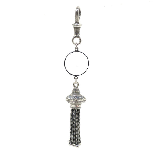 Antique Victorian Pool of Light Rock Crystal Sterling Silver Tassel Fob Pendant