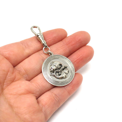 Vintage European 835 Continental Silver Pisces Fish Zodiac Sign Pendant