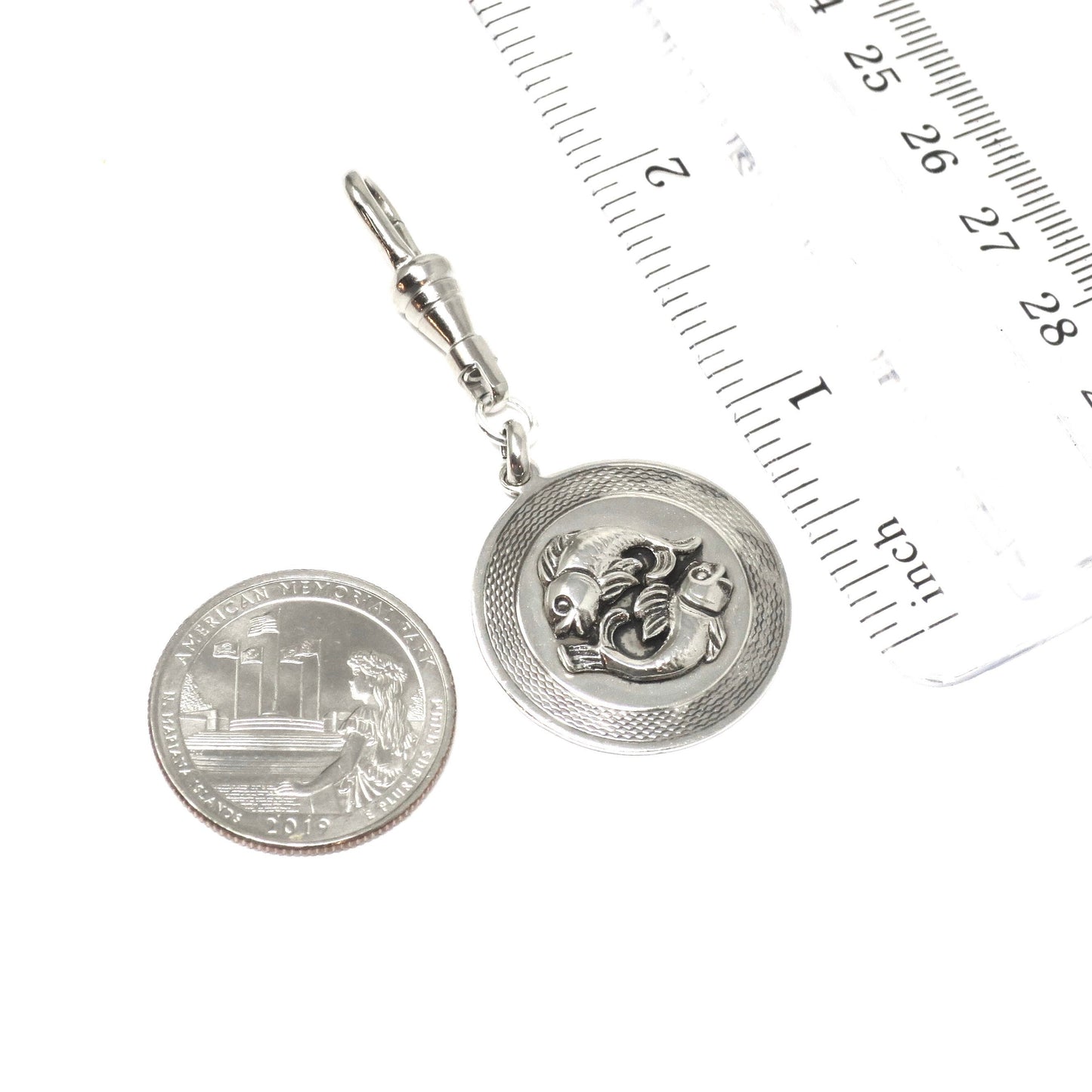Vintage European 835 Continental Silver Pisces Fish Zodiac Sign Pendant