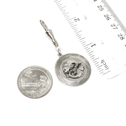 Vintage European 835 Continental Silver Pisces Fish Zodiac Sign Pendant
