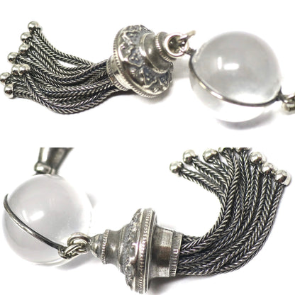 Antique Victorian Pool of Light Rock Crystal Sterling Silver Tassel Fob Pendant