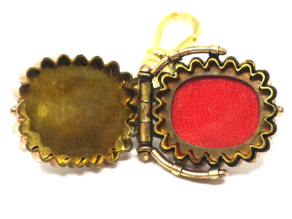 Antique Gold Filled Fob Locket, Floral Monogram Pendant, Secret Compartment