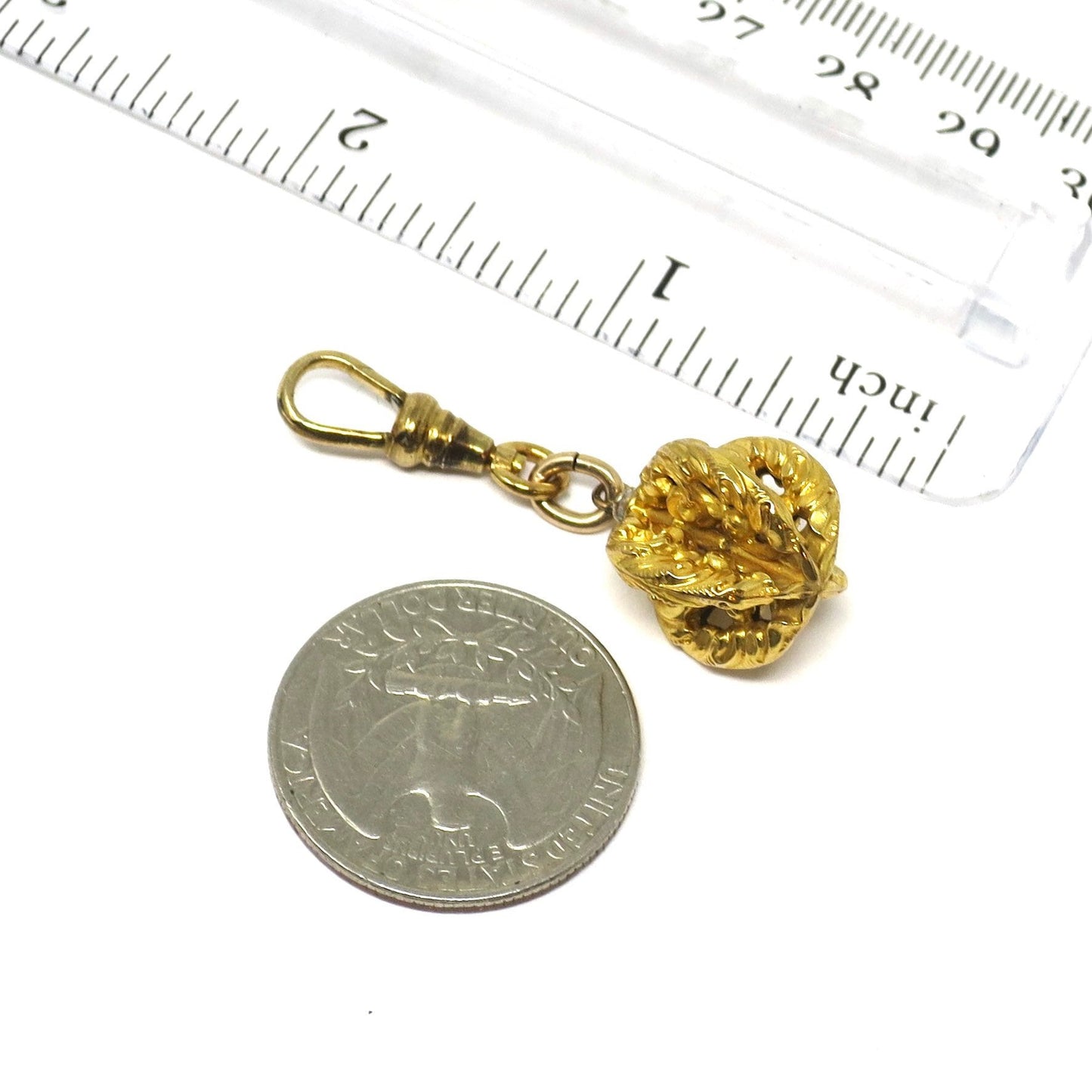 Antique Victorian 18k Yellow Gold Chasing Carambola Shape | Star Fruit Shape Charm
