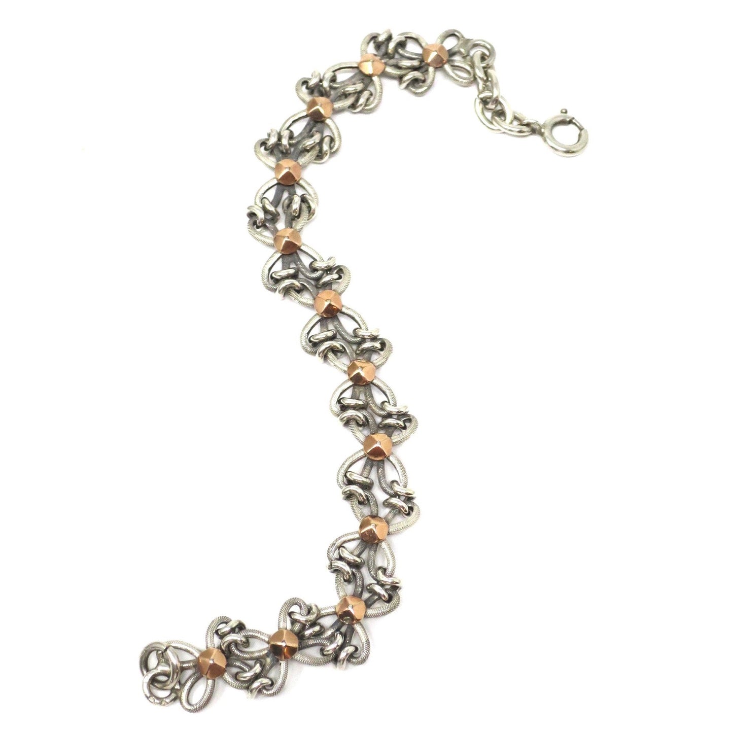 Reversible French Antique Silver and Rose Gold Vermeil Bracelet