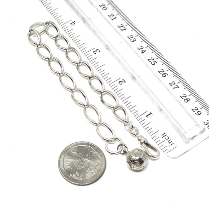 Antique Victorian Sterling Silver Albert Watch Chain Bracelet with Sphere Charm