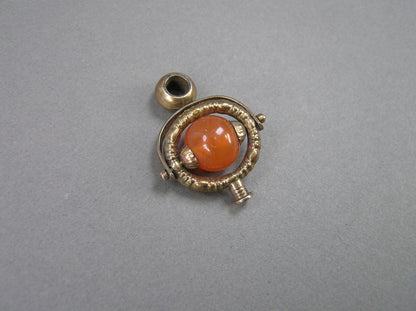 Collectible Antique 10kt 10ct Victorian Rolled Gold with Carnelian Spinner Watch Key Fob Pendant