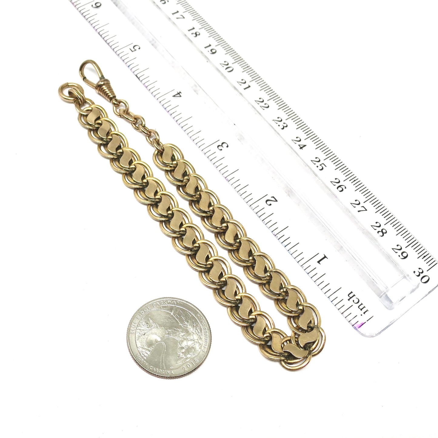 Antique Edwardian 10k Rose Gold Filled Pocket Watch Chain: Bracelet Necklace Extender