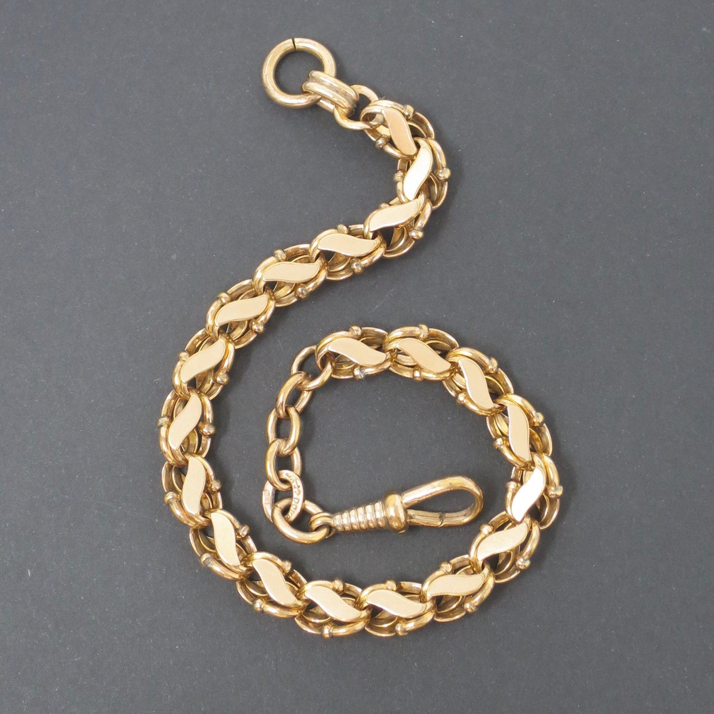 Antique 10k Rose Gold Filled Pocket Watch Chain Bracelet: Elegant Links