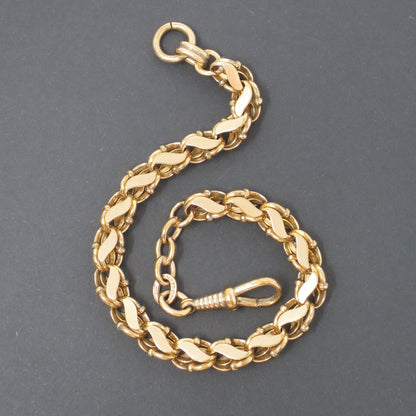 Antique 10k Rose Gold Filled Pocket Watch Chain Bracelet: Elegant Links