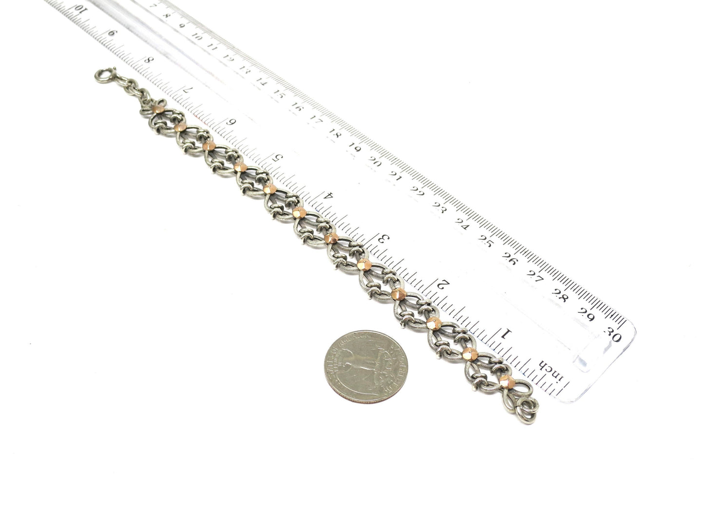Reversible French Antique Silver and Rose Gold Vermeil Bracelet