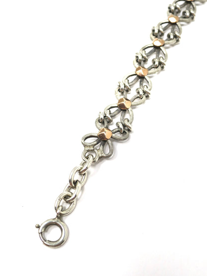 Reversible French Antique Silver and Rose Gold Vermeil Bracelet