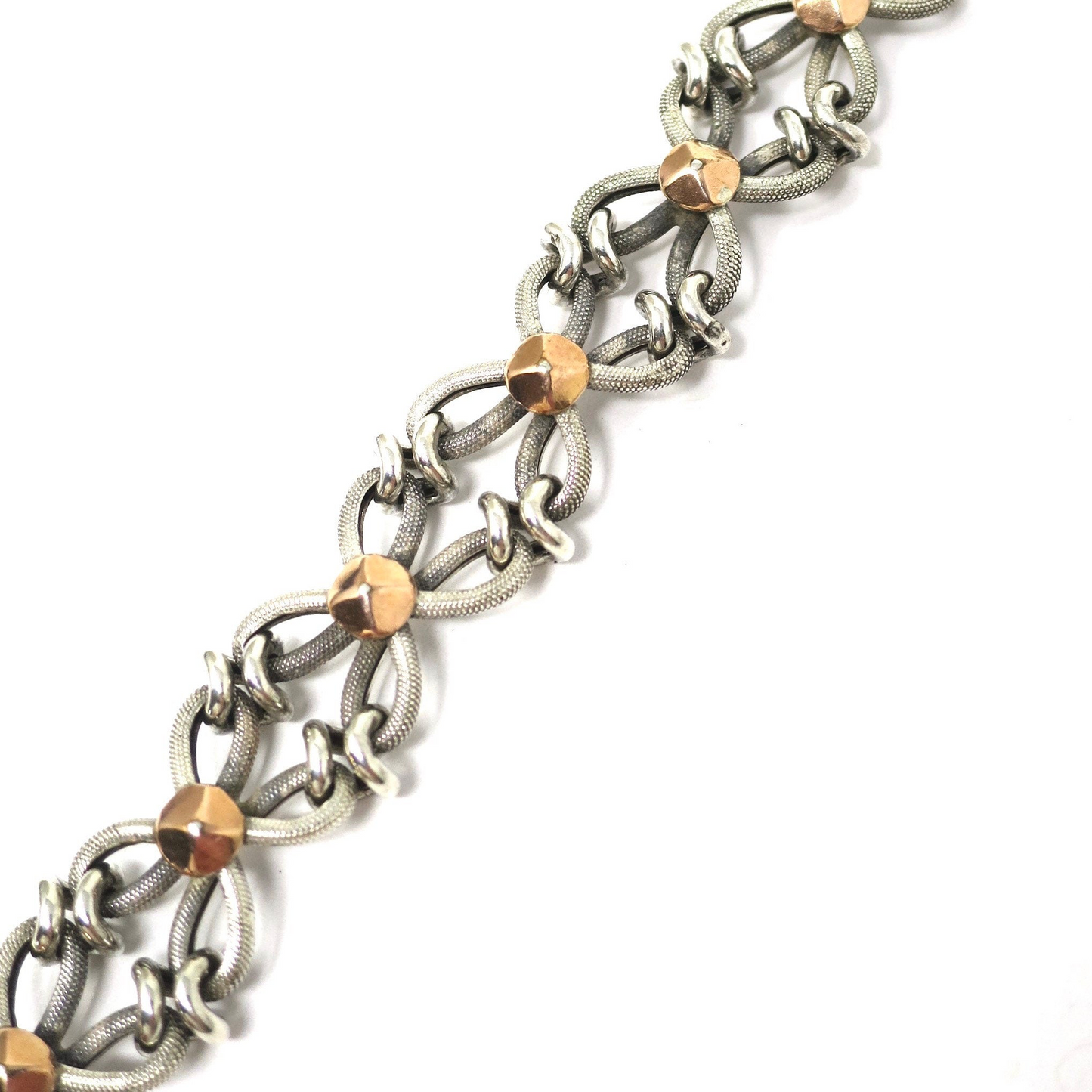 Reversible French Antique Silver and Rose Gold Vermeil Bracelet