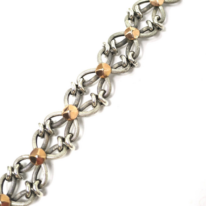 Reversible French Antique Silver and Rose Gold Vermeil Bracelet