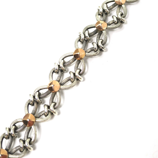 Reversible French Antique Silver and Rose Gold Vermeil Bracelet
