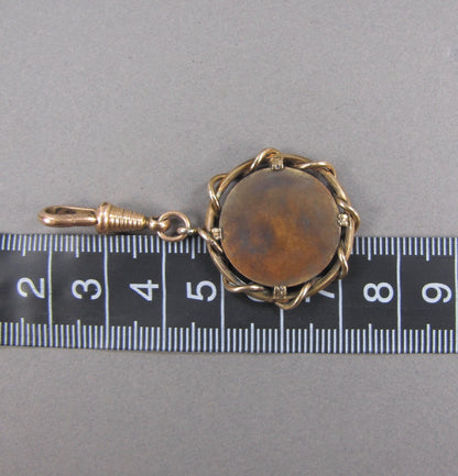 Vintage Egyptian Revival Cleopatra & Asp Rose Gold Gilt and Copper Pendant