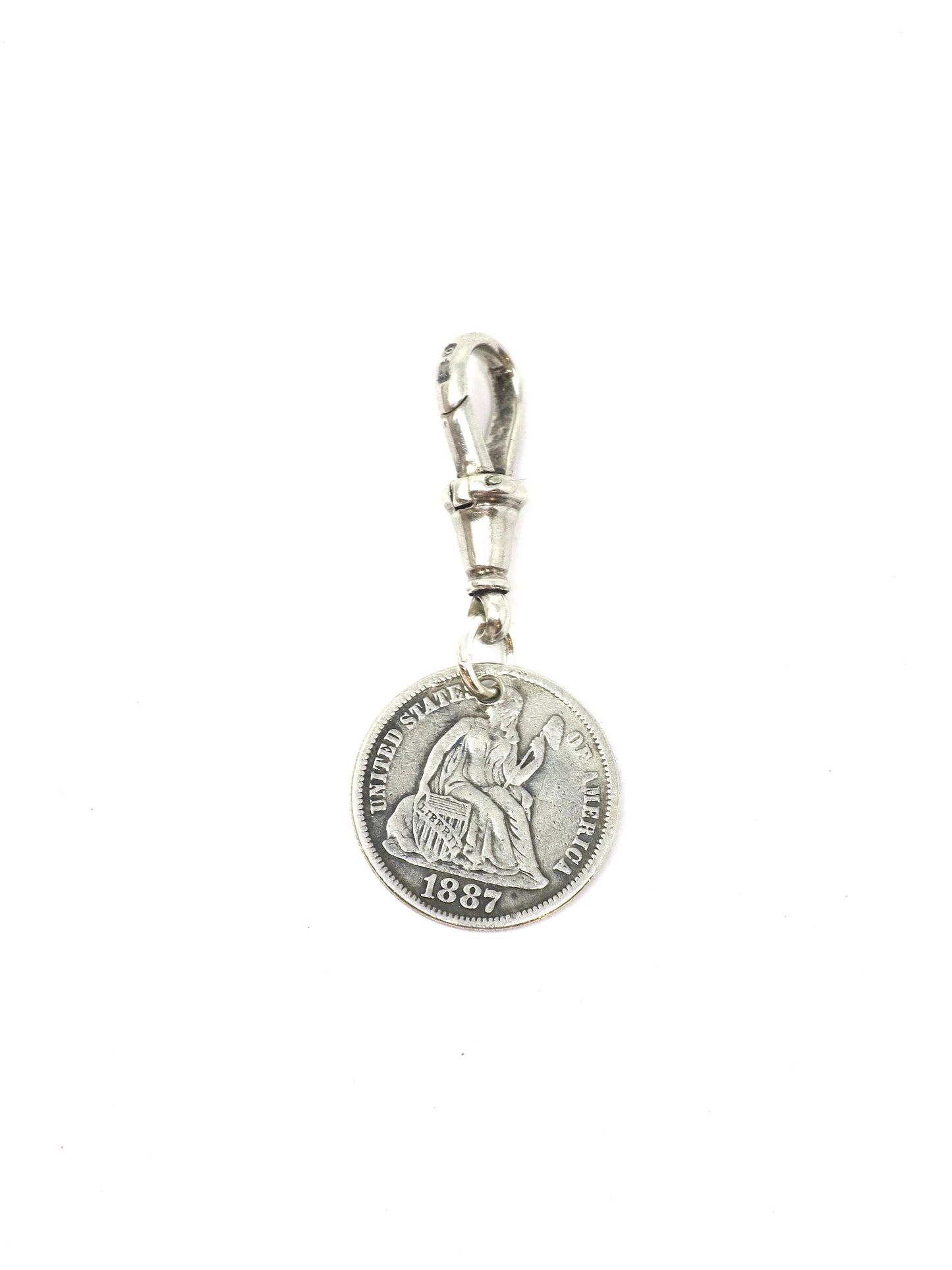 1887 Antique Love Token Hand Engraved Father United States of America Coin Charm