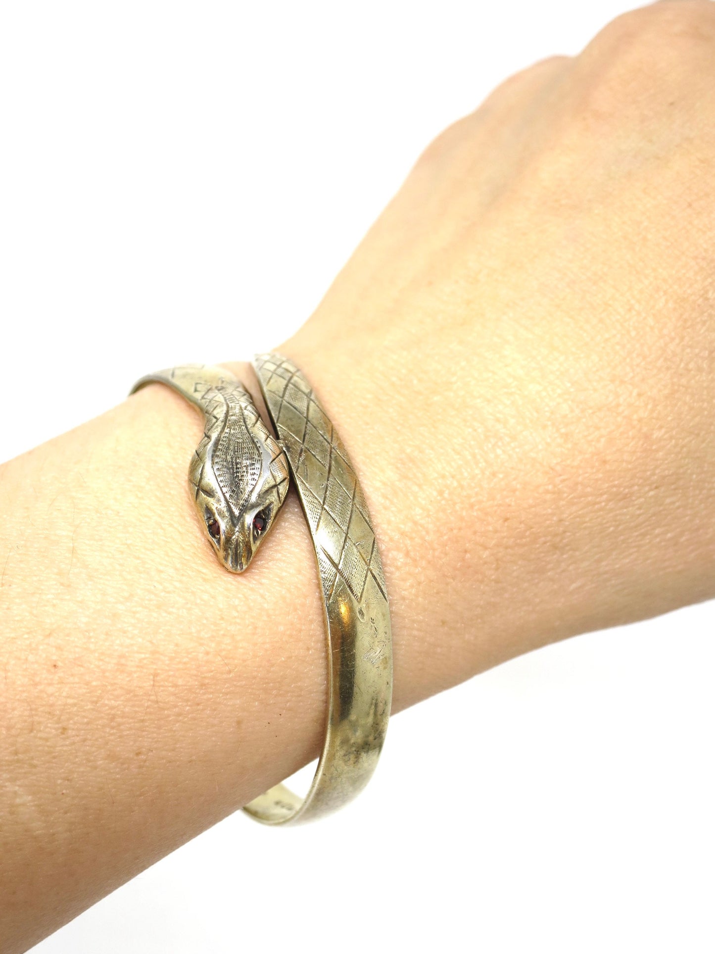 1975 Vintage Victorian Style Snake Serpent Ouroboros Hinged Bangle Bracelet