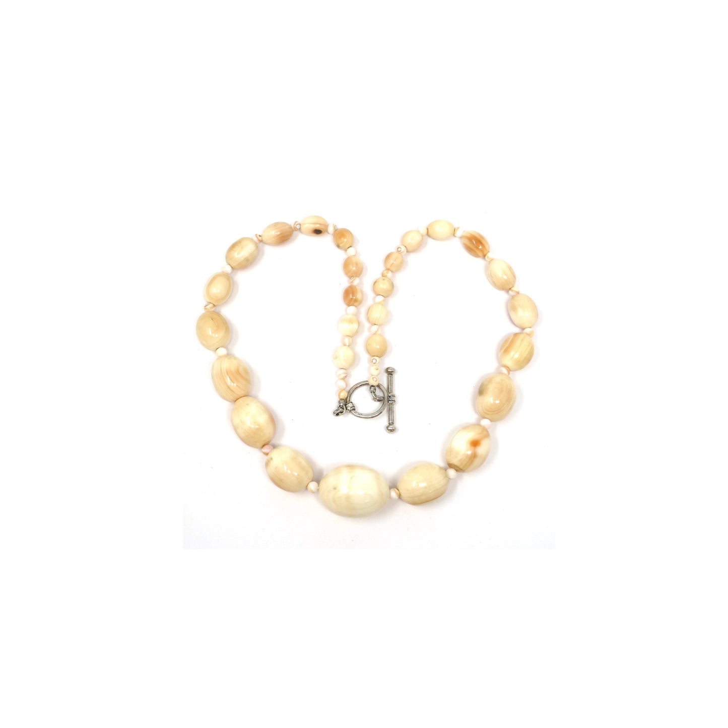 Antique Moonstone Conch Graduated Shell Bead Necklace