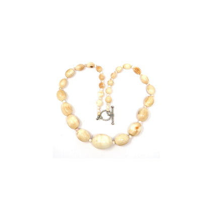 Antique Moonstone Conch Graduated Shell Bead Necklace