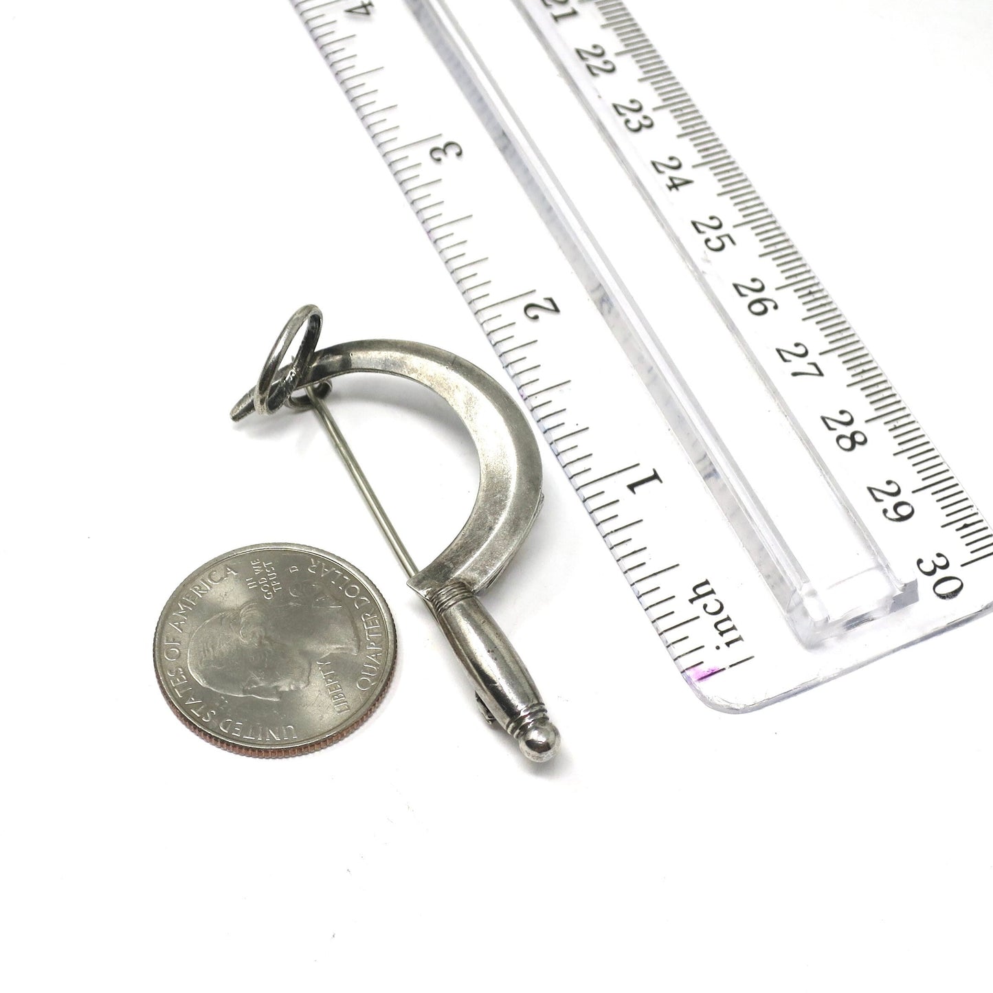 Rare Patented Antique Victorian 1886 Silver Scythe Pin Brooch