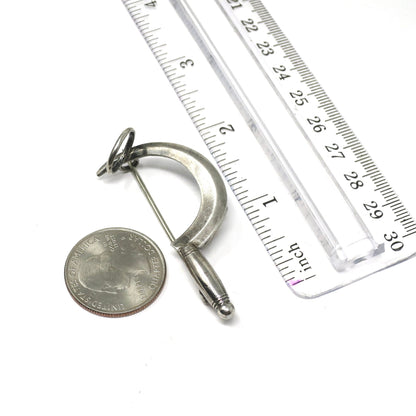 Rare Patented Antique Victorian 1886 Silver Scythe Pin Brooch
