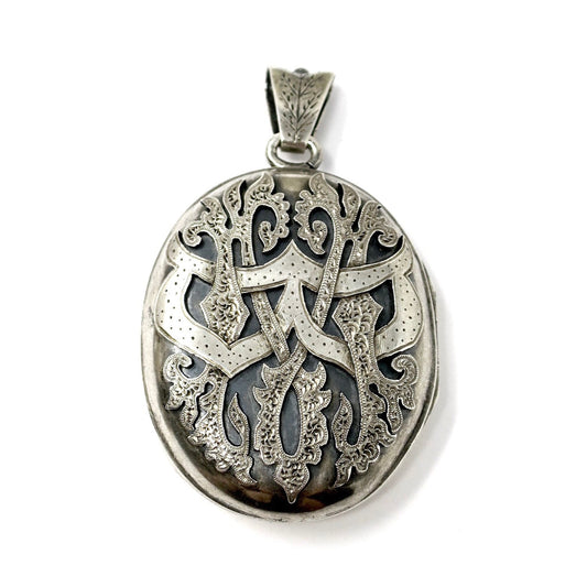 Large Antique Victorian Monogrammed Engraved Locket Pendant