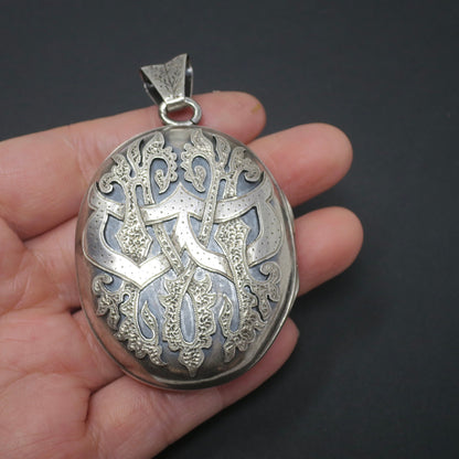 Large Antique Victorian Monogrammed Engraved Locket Pendant