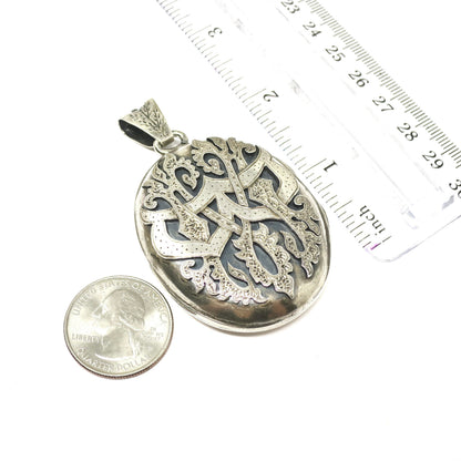 Large Antique Victorian Monogrammed Engraved Locket Pendant