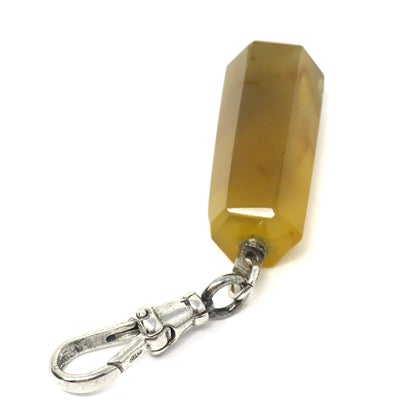 Vintage Genuine Natural Brown Agate Crystal Quartz Faceted Point Pendant