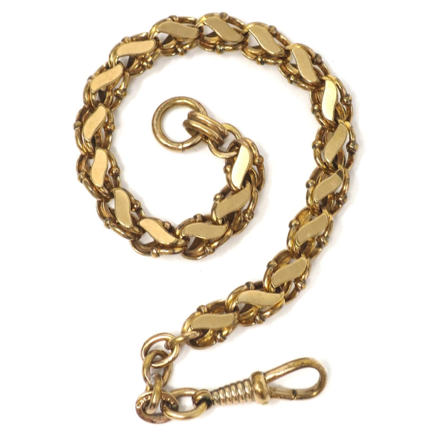 Antique 10k Rose Gold Filled Pocket Watch Chain Bracelet: Elegant Links