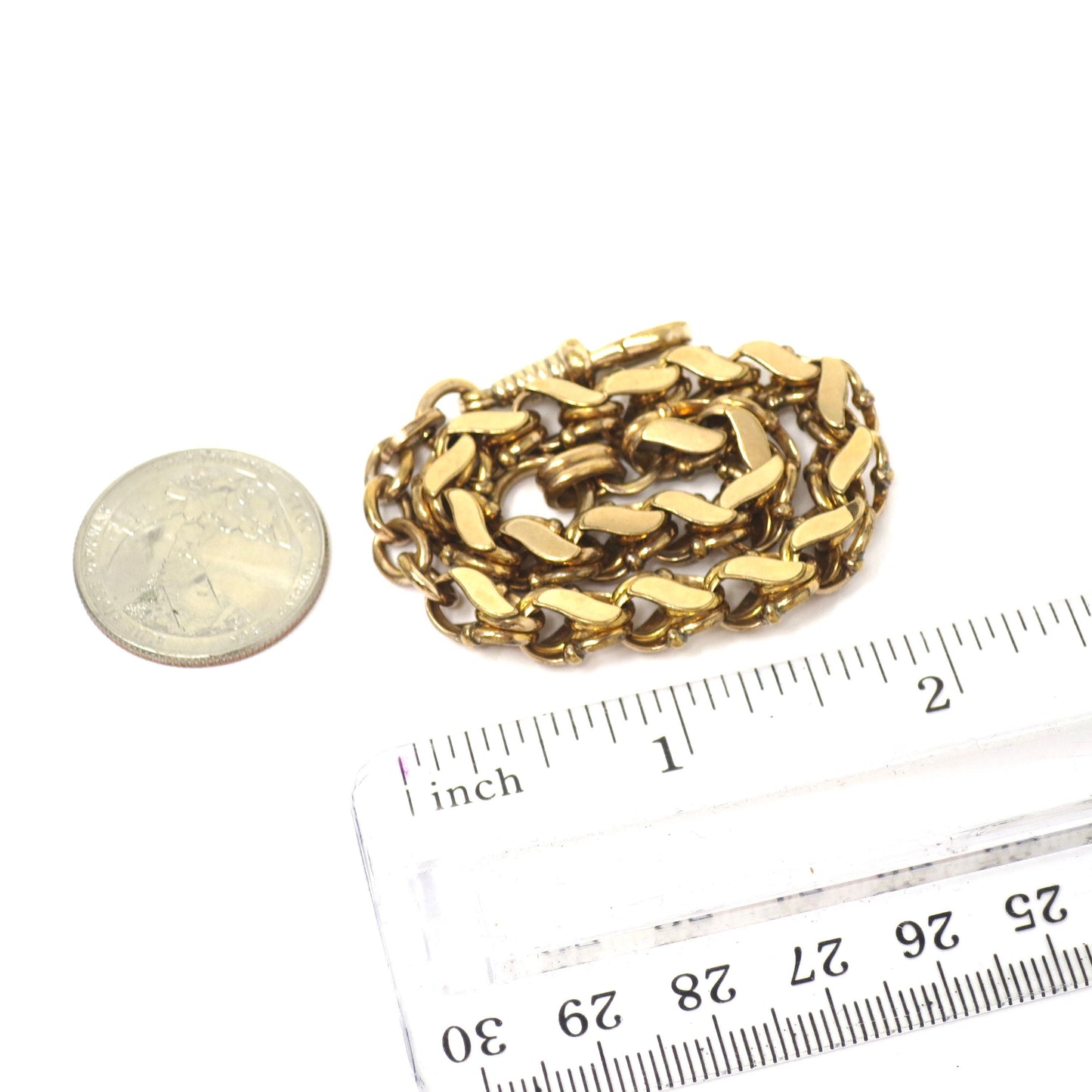 Antique 10k Rose Gold Filled Pocket Watch Chain Bracelet: Elegant Links