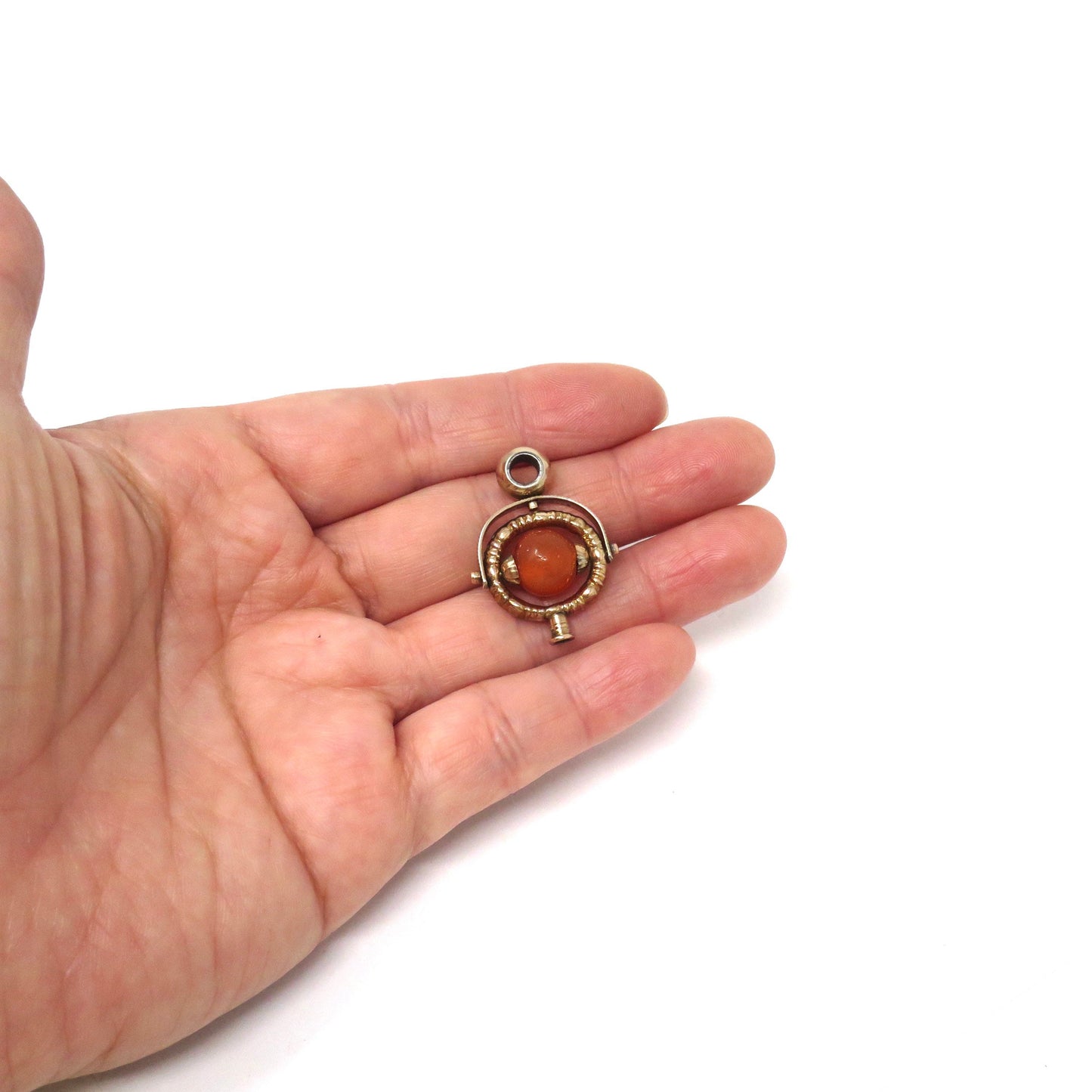 Collectible Antique 10kt 10ct Victorian Rolled Gold with Carnelian Spinner Watch Key Fob Pendant