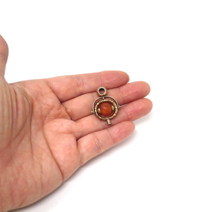 Collectible Antique 10kt 10ct Victorian Rolled Gold with Carnelian Spinner Watch Key Fob Pendant
