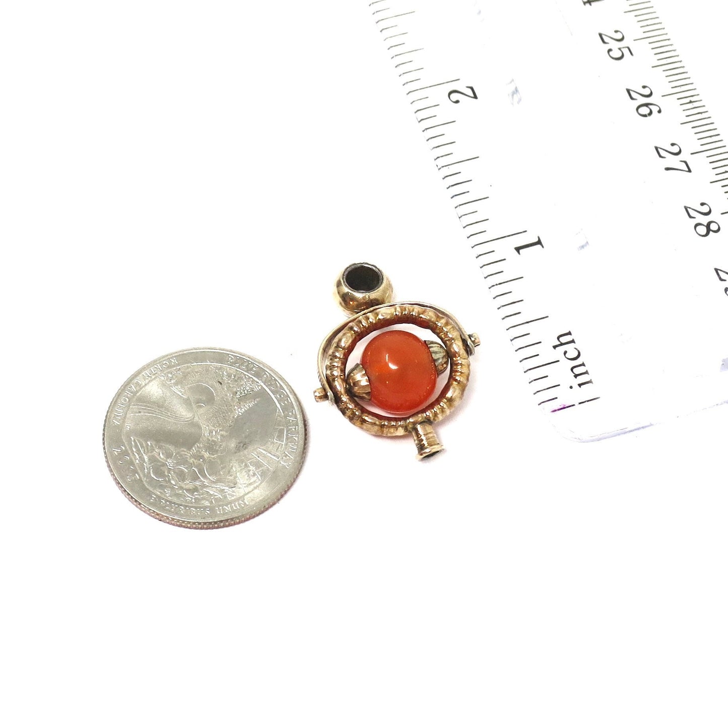 Collectible Antique 10kt 10ct Victorian Rolled Gold with Carnelian Spinner Watch Key Fob Pendant