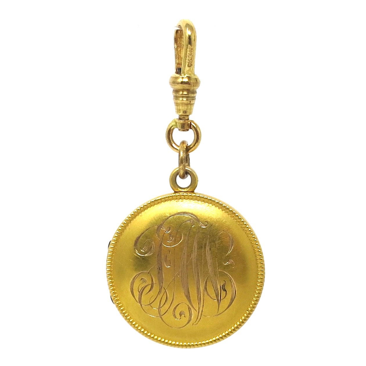Antique Victorian 14k Gold Monogrammed Round Locket Pendant