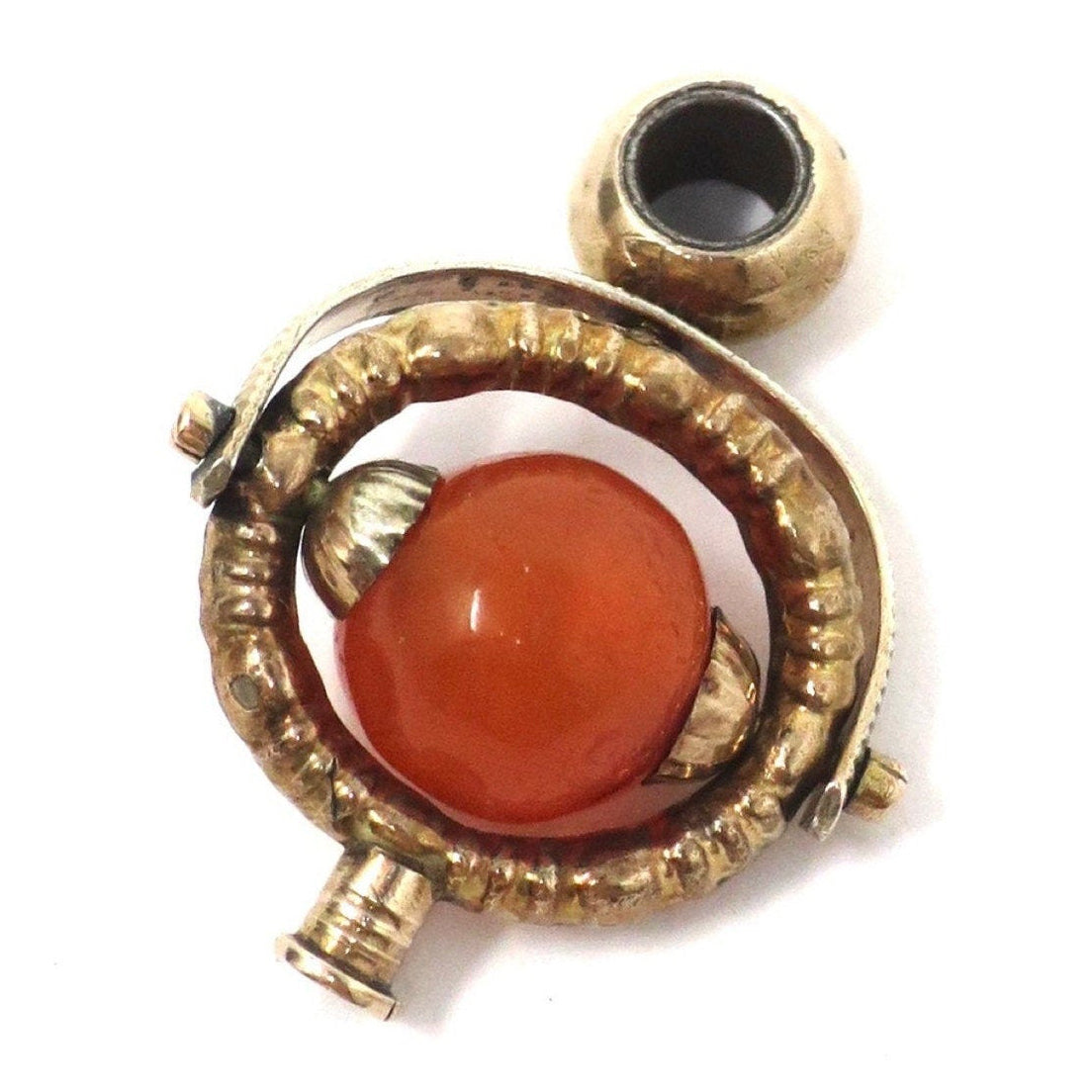 Collectible Antique 10kt 10ct Victorian Rolled Gold with Carnelian Spinner Watch Key Fob Pendant