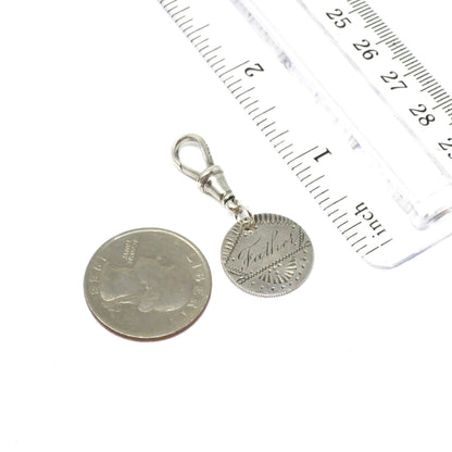 1887 Antique Love Token Hand Engraved Father United States of America Coin Charm