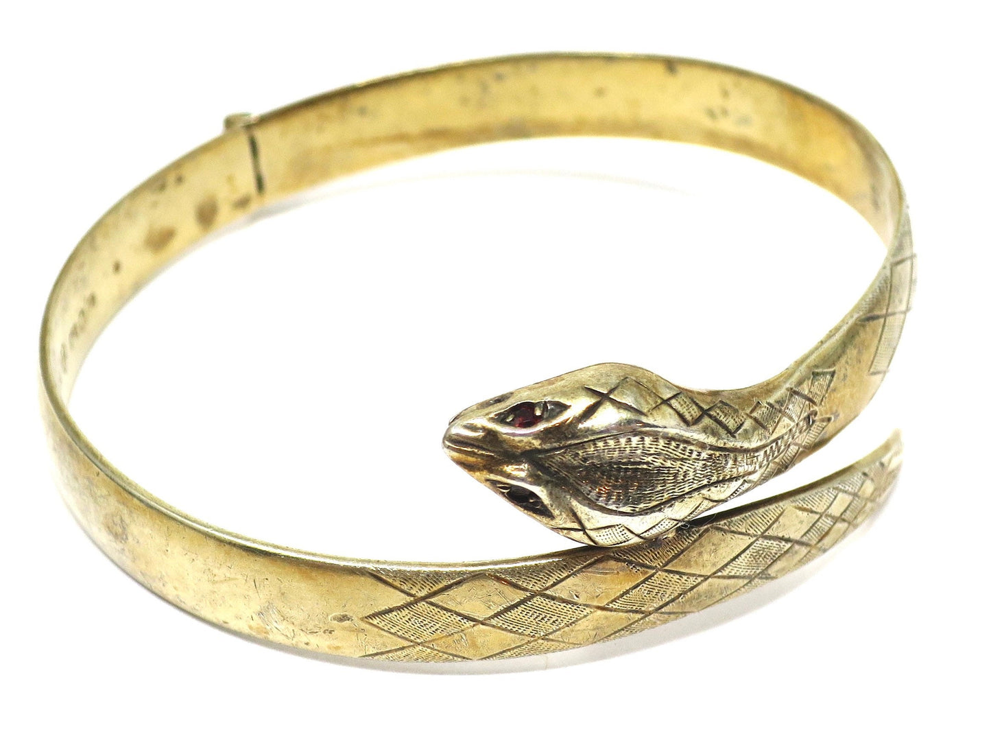 1975 Vintage Victorian Style Snake Serpent Ouroboros Hinged Bangle Bracelet