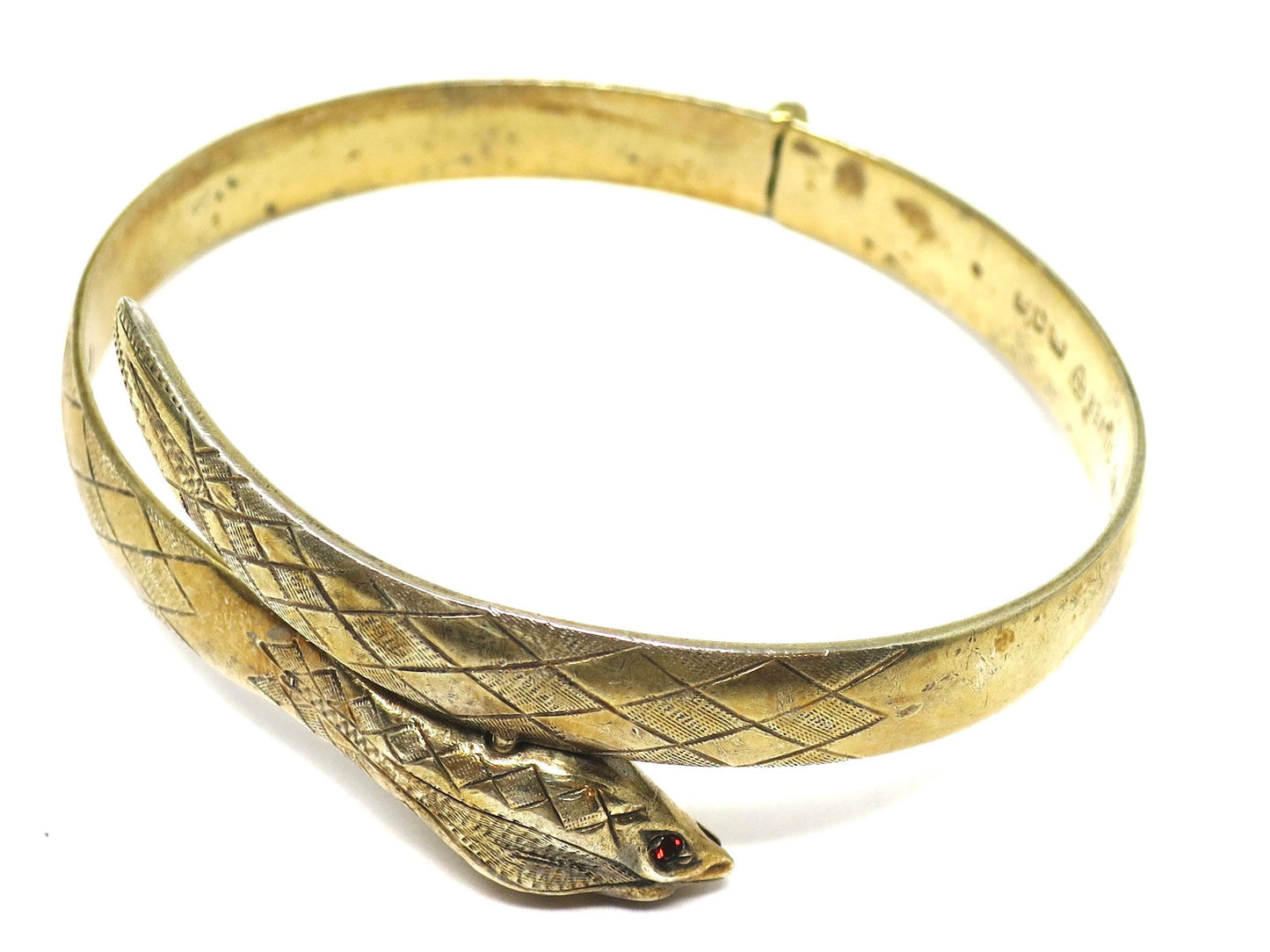 1975 Vintage Victorian Style Snake Serpent Ouroboros Hinged Bangle Bracelet