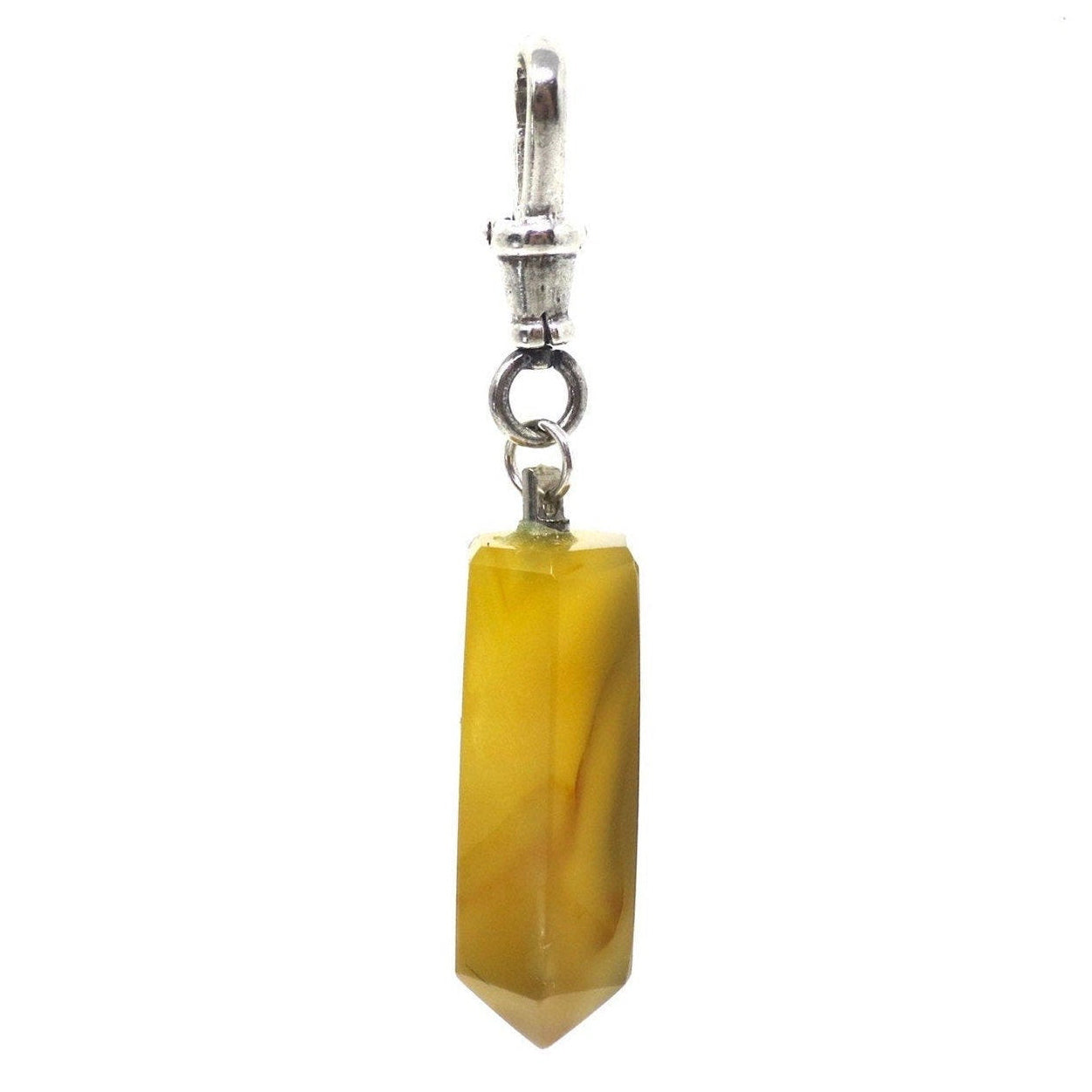 Vintage Genuine Natural Brown Agate Crystal Quartz Faceted Point Pendant
