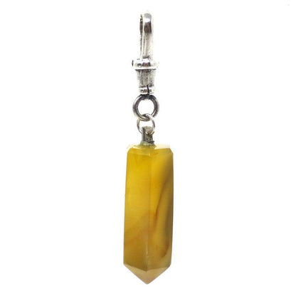 Vintage Genuine Natural Brown Agate Crystal Quartz Faceted Point Pendant