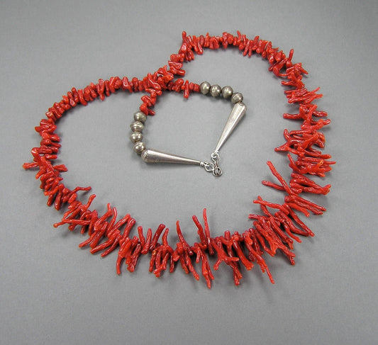 Vintage Native American Red Branch Mediterranean Red Coral Necklace