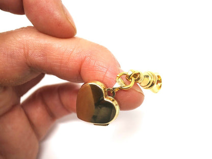 Vintage 9ct Yellow Gold Heart with Pave Cubic Zirconia Locket Pendant