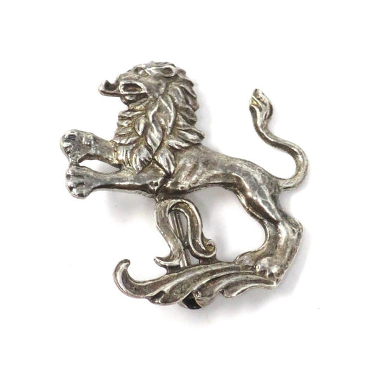 Vintage Sterling Silver Lion Pin Brooch