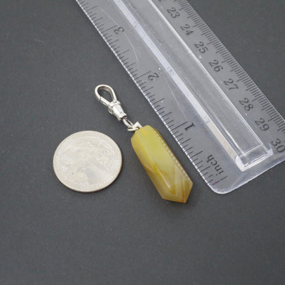 Vintage Genuine Natural Brown Agate Crystal Quartz Faceted Point Pendant
