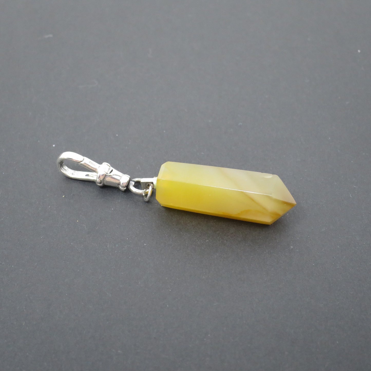 Vintage Genuine Natural Brown Agate Crystal Quartz Faceted Point Pendant