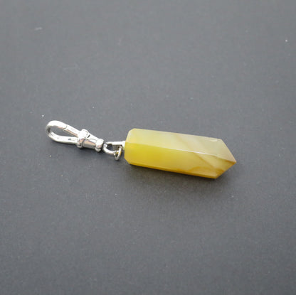 Vintage Genuine Natural Brown Agate Crystal Quartz Faceted Point Pendant