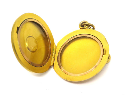 Antique Victorian 14k Gold Monogrammed Round Locket Pendant
