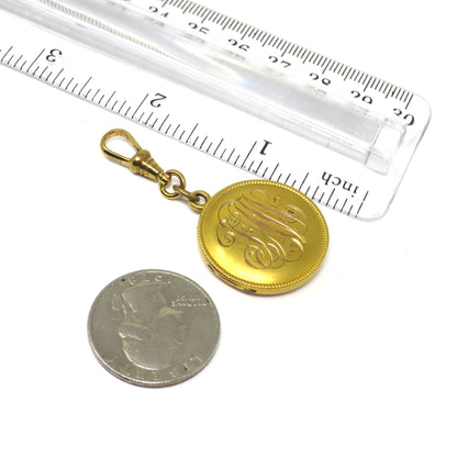 Antique Victorian 14k Gold Monogrammed Round Locket Pendant